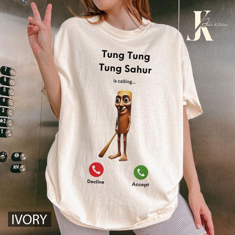 Tung Tung Tung Sahur Funny Baseball Bat Meme T-shirt, Dank Memes Tshirt, Cringe Tee, italian Brainrot, Oddly Specific Tees Top Womenswear