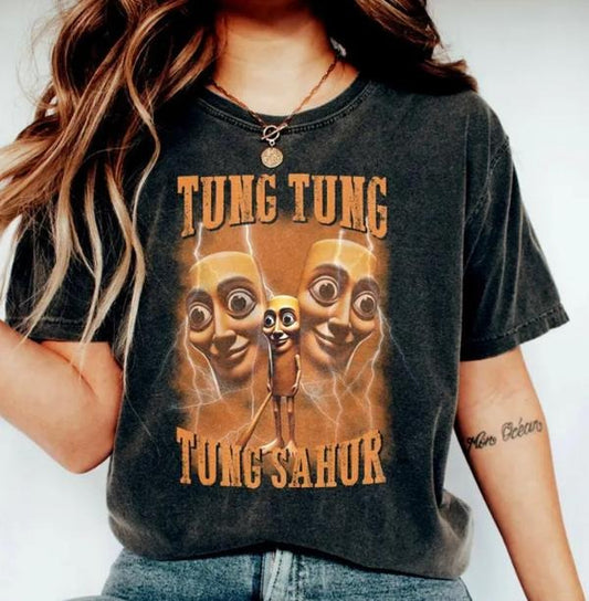 Tung Tung Tung Sahur Meme Shirt, Funny Baseball Bat Italian Brainrot Tee, Dank Weird Humor T-shirt, Unhinged Internet Core Outfit