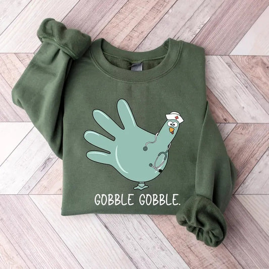 Turkey Glove Nurse Thanksgiving Sweatshirt, Gobble Gobble Nurse Turkey Sweater, Fall Thanksgiving Nurse Shirt, Funny Nurse Thanksgiving Crewneck, Fall Thanksgiving Nurse Gift, Nurse Shirt