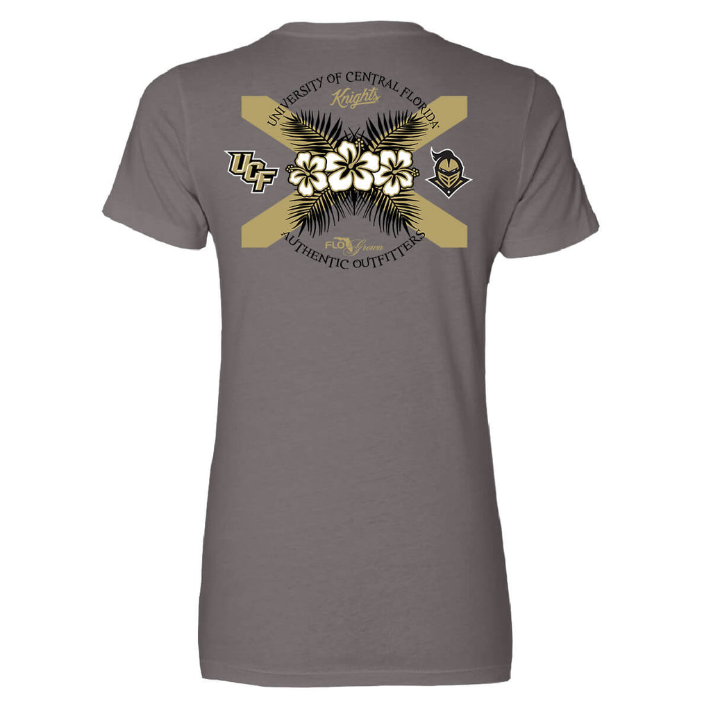 UCF Knights Hibiscus Flag Fitted Womens Tee Hoodie, Sweatshirt | CoreVibeTees.com (Image 1)