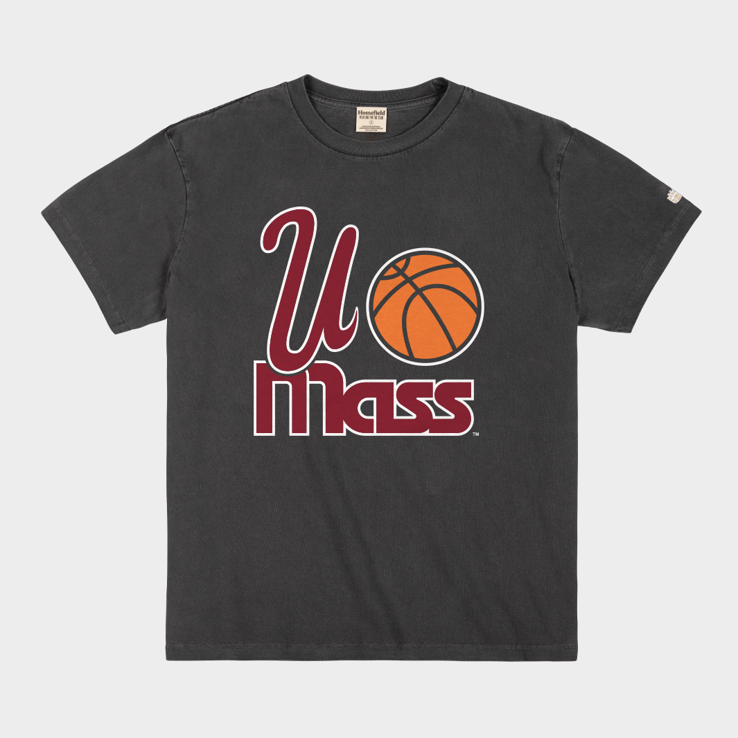 UMass Minutemen Basketball 1990s Logo Vintage Heavyweight Tee Hoodie, Sweatshirt | CoreVibeTees.com