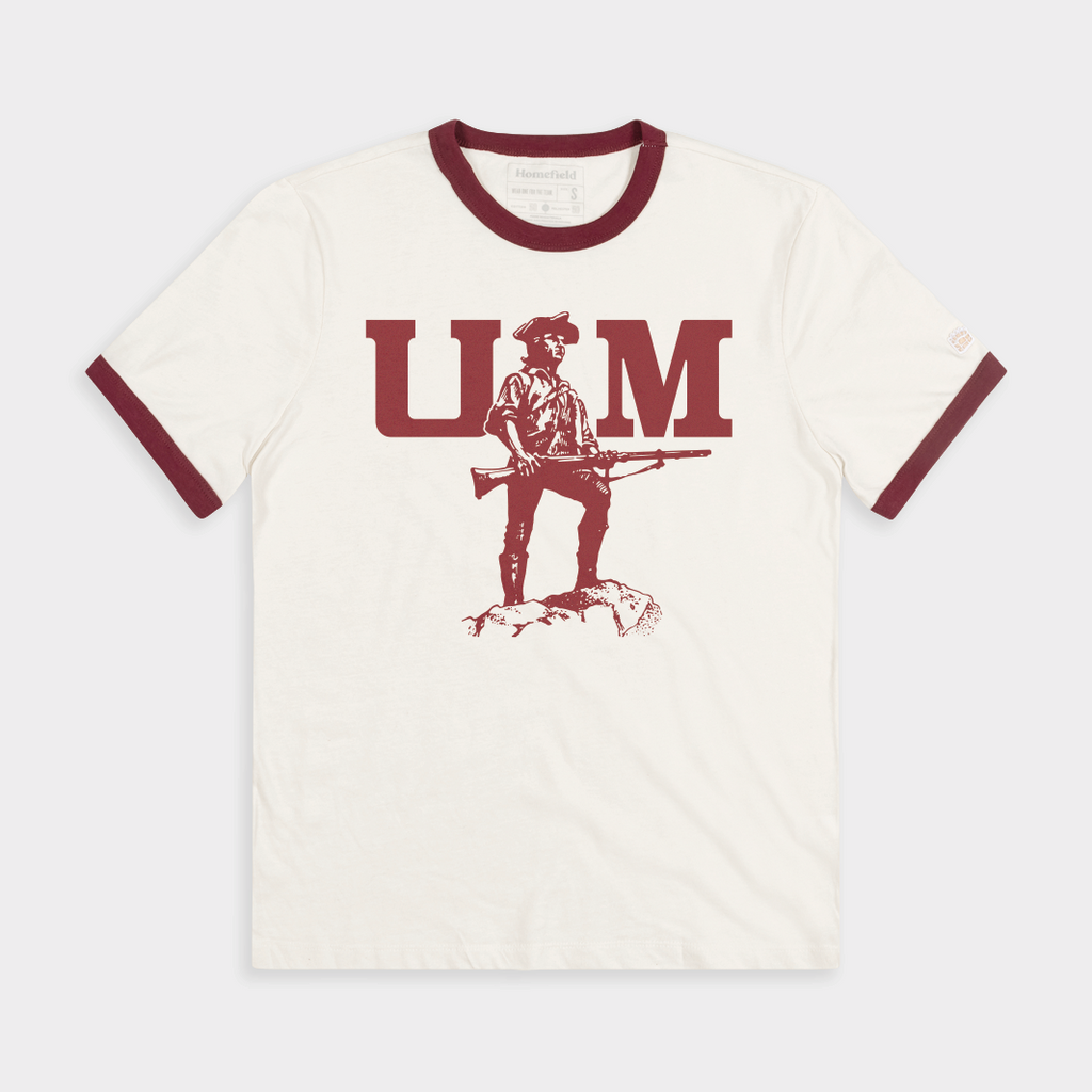 UMass Vintage Minuteman Logo Ringer Tee Hoodie, Sweatshirt | CoreVibeTees.com
