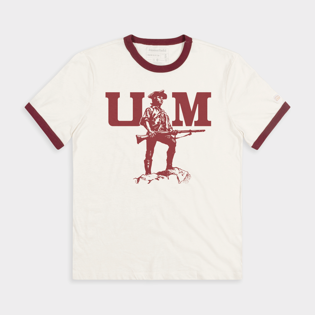 UMass Vintage Minuteman Logo Ringer Tee Hoodie, Sweatshirt | CoreVibeTees.com