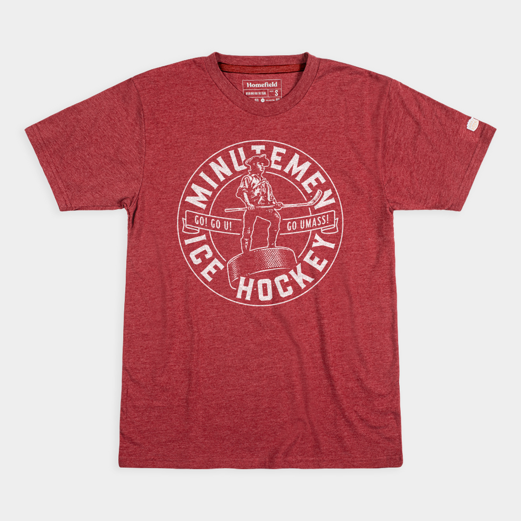 UMass Minutemen Ice Hockey Retro Tee Hoodie, Sweatshirt | CoreVibeTees.com (Image 1)
