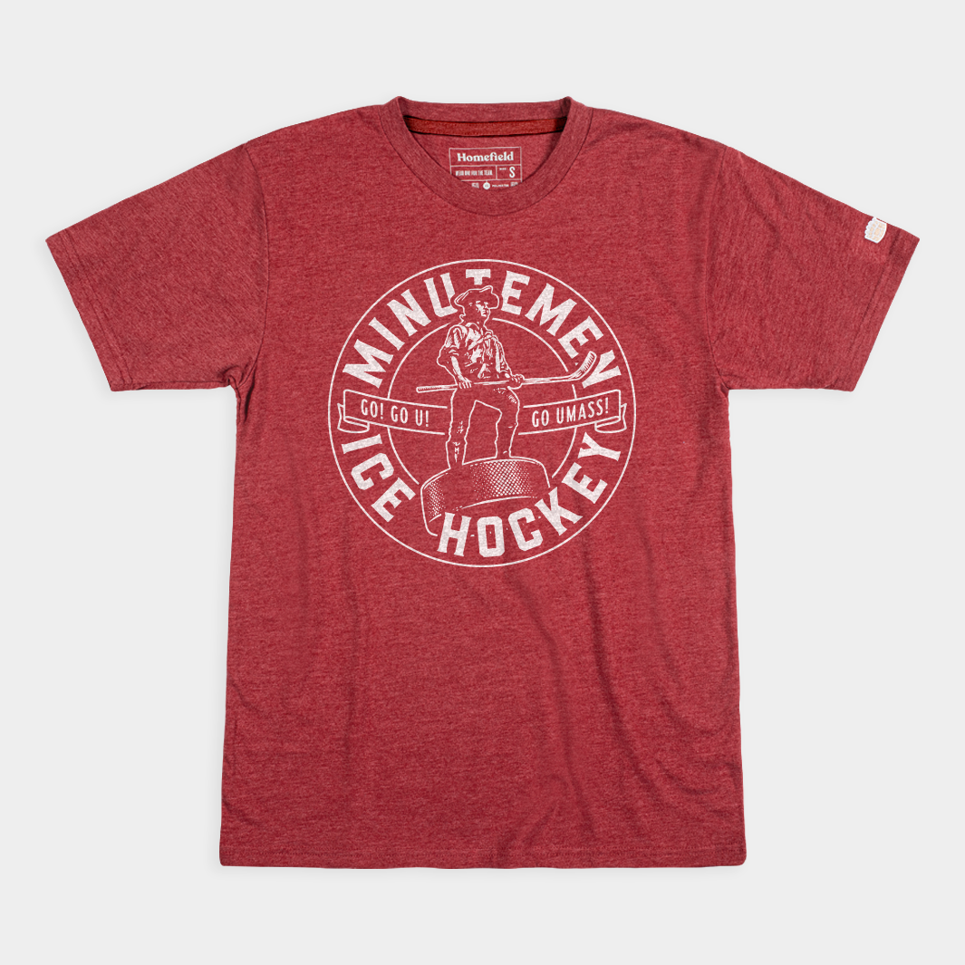 UMass Minutemen Ice Hockey Retro Tee Hoodie, Sweatshirt | CoreVibeTees.com (Image 1)
