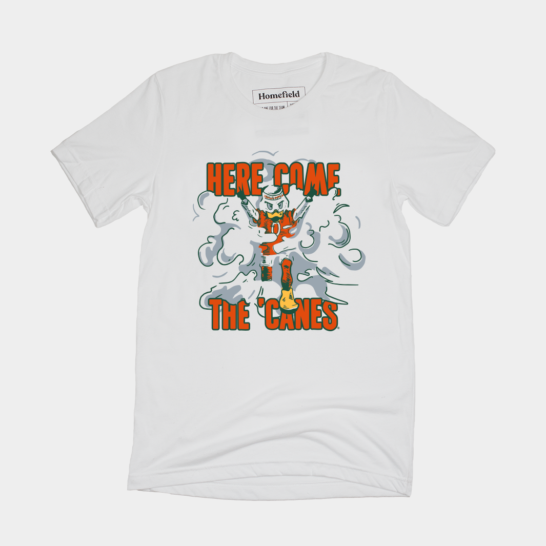 Here Come The ‚ÄòCanes Retro Smoke Tee Style001 Hoodie, Sweatshirt | CoreVibeTees.com