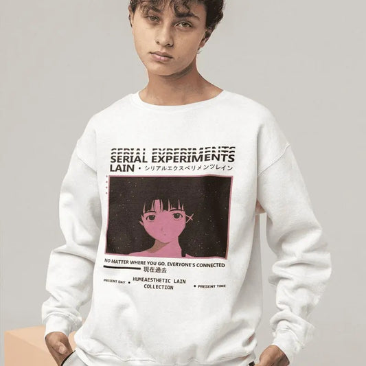 UNISEX - Serial Experiments Lain Anime Sweatshirt, Streetwear Fashion For Men Casual Fleece Black Pullover, Shirt, Clothing Sweatshirt, Hoodie, Comfort Colors