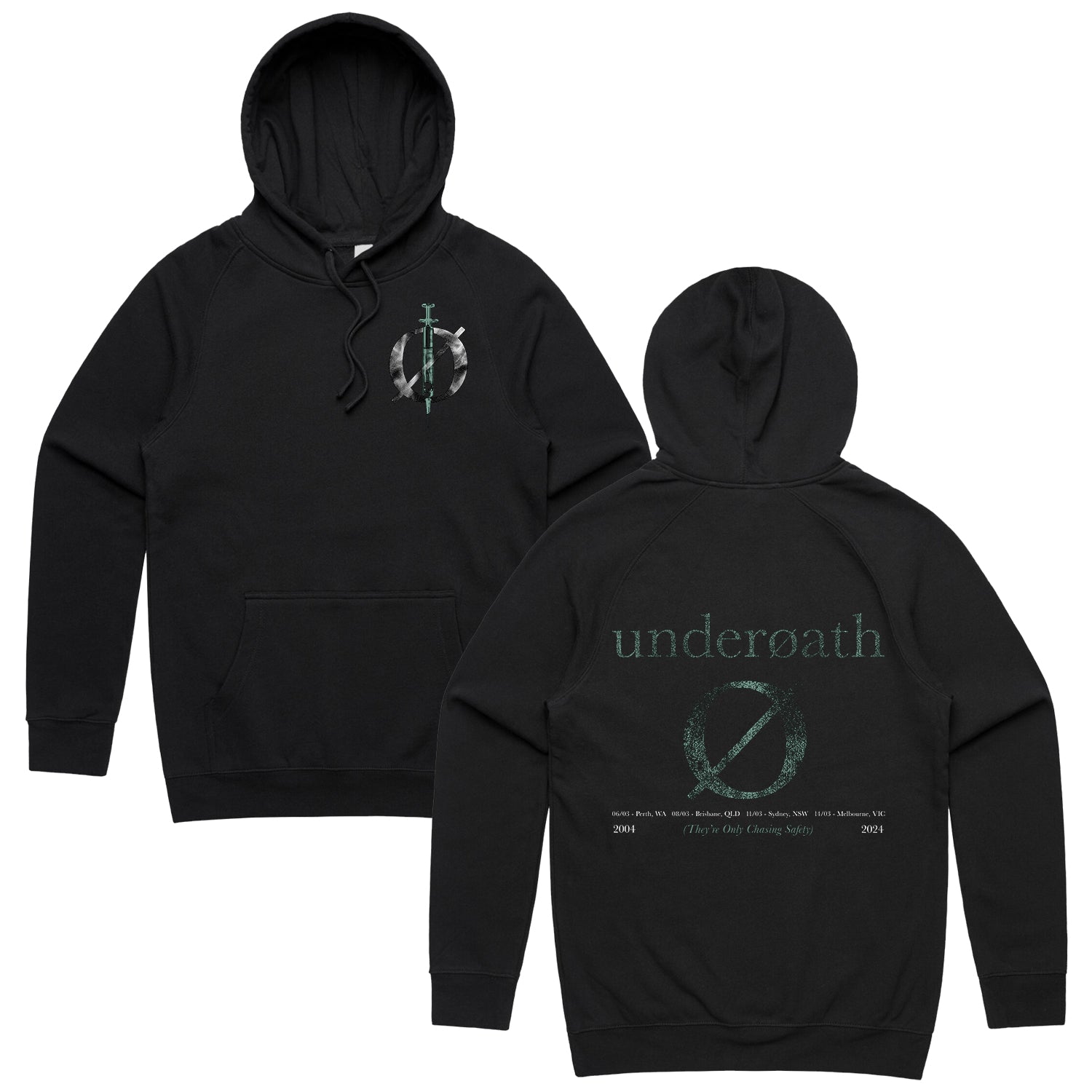 They're Only Chasing Safety 20th Anniv. Tour Hoodie (Black) T-Shirts, Sweatshirt | CoreVibeTees.com (Image 1)