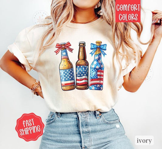 USA Bottlee Shirt Comfort Colors, America Shirt for July 4th, Memorial Day Shirt, USA Shirt, Election Shirt, Patriotic Bottle Shirt