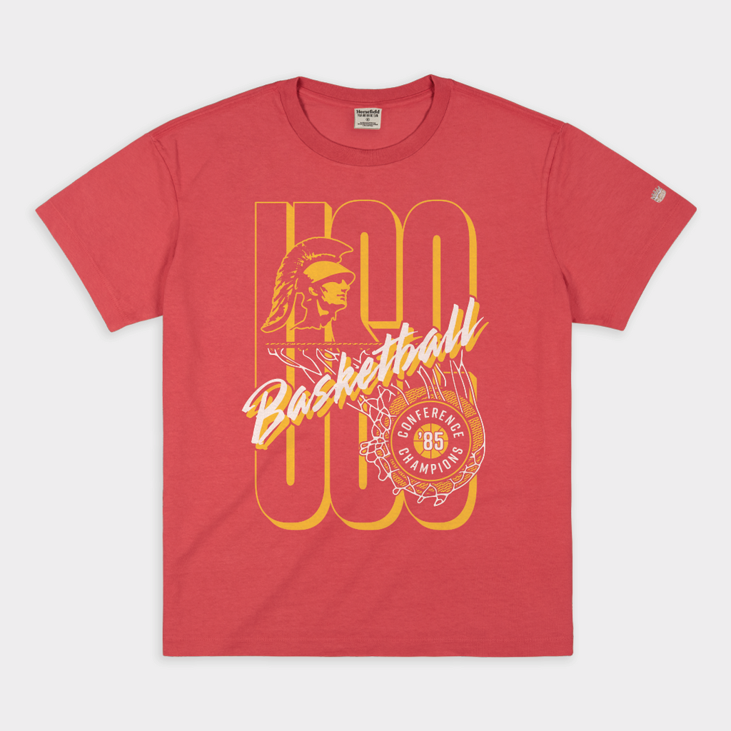 USC Men's Basketball 1984-85 Conference Champions Heavyweight Tee Hoodie, Sweatshirt | CoreVibeTees.com