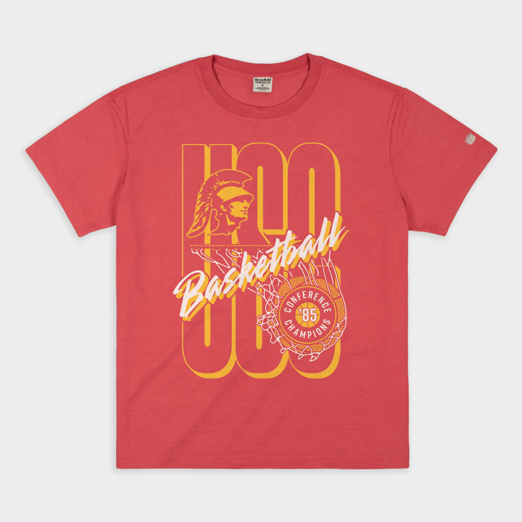 USC Men's Basketball 1984-85 Conference Champions Heavyweight Tee Hoodie, Sweatshirt | CoreVibeTees.com