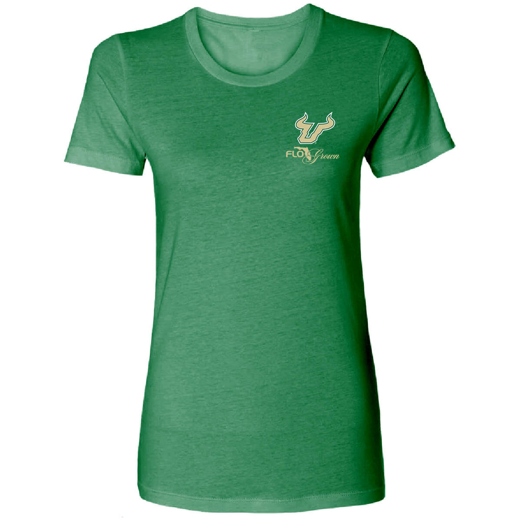 South Florida Bulls Hibiscus Flag Fitted Women's Tee Hoodie, Sweatshirt | CoreVibeTees.com (Image 2)