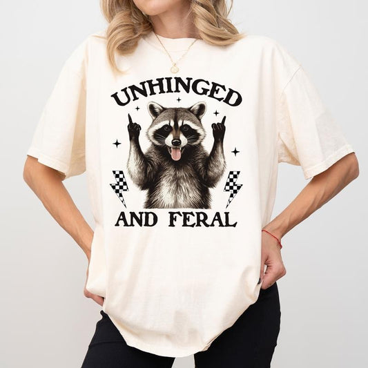 Unhinged And Feral Comfort Colors Shirt, Funny Raccoon T-shirt, Sarcastic Meme Mom Tee, Feral Mama Tee, Gift For Mom, Mother's Day Gift