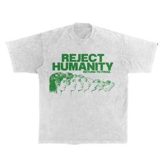 UnhingedReject Humanity Frog Graphic T-Shirt | Scientific Evolution Meme Graphic Shirt | Nature Lovers Gift | Funny Frog Lovers Gift 100% cotton