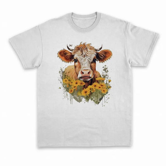 Unisex  Highland Cow  and flower   T-Shirt  , Sweatshirt  and Hoodie