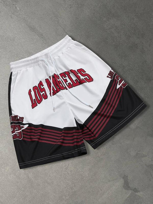 Unisex Letter Print Shorts, Regular Fit Casual Street Comfy Breathable Shorts for Daily Wear, Unisex Bottoms for Summer