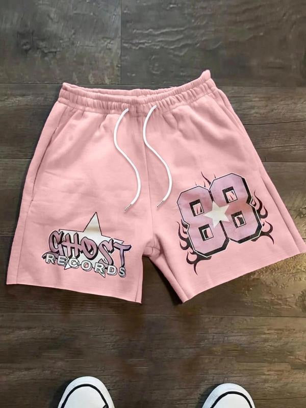 Unisex Men's Regular Fit Star & Letter Print Shorts, Casual Street Breathable Shorts for Summer, Fashion Men's Bottoms for Daily Wear