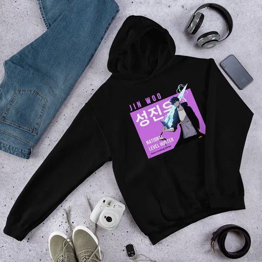 Unisex Sung Jin Woo Poster Hoodie Solo Leveling Hoodie Anime Lover Hoodie Hoodie For Men Hoodie For Women