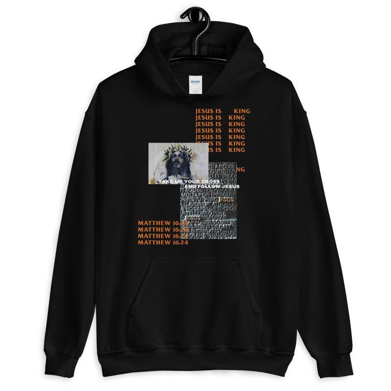 Unisex Take Up Your Cross Matthew 16:24 Streetwear Hoodie, Christian Hoodie, Trendy Christian Shirt, Christian Unisex Sweatshirt Mens  T-shirt, sweater and Hoodie