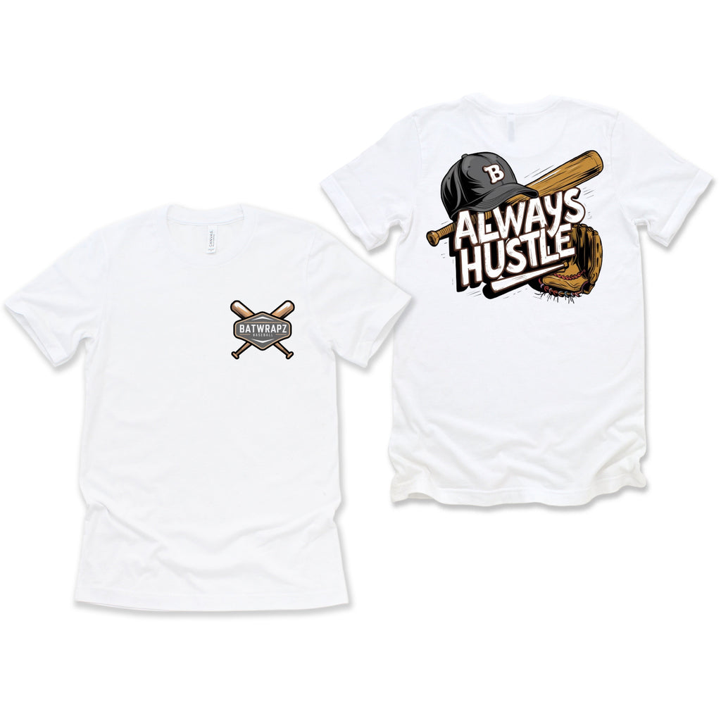 BatWrapz Baseball "Always Hustle" Youth T-Shirt Hoodie, Sweatshirt | CoreVibeTees.com (Image 1)