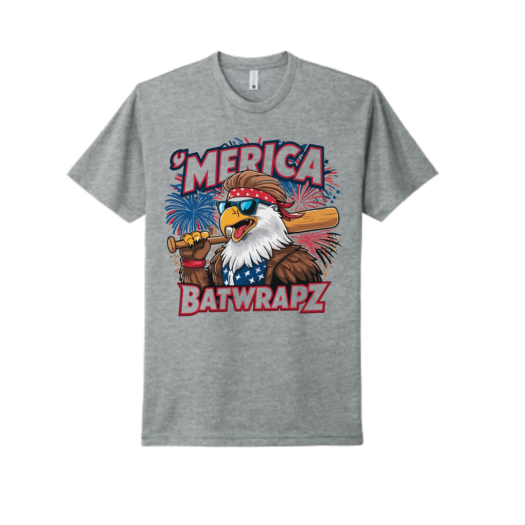 BatWrapz "Merica" Youth Tee - Heather Gray Hoodie, Sweatshirt | CoreVibeTees.com (Image 1)