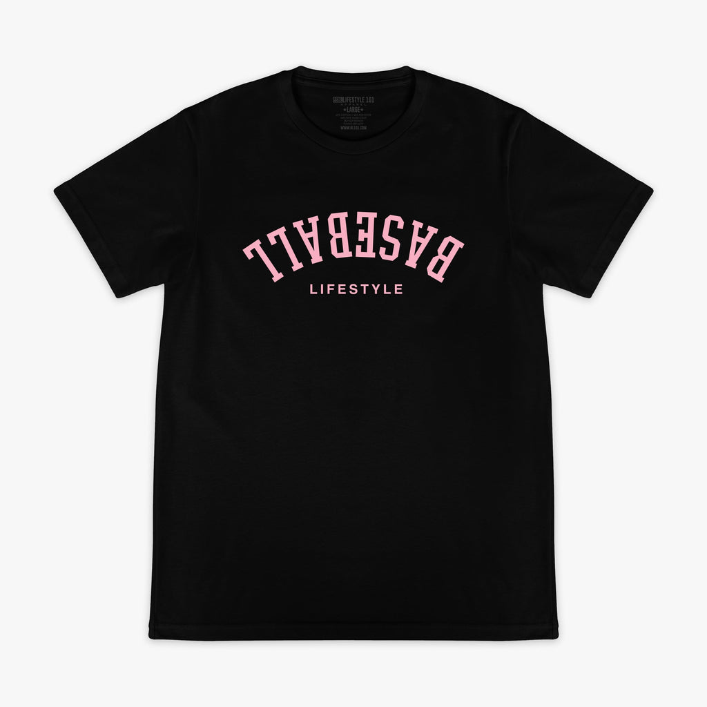 Upside Down Baseball Tee - Black/Pink Hoodie, Sweatshirt | CoreVibeTees.com (Image 1)