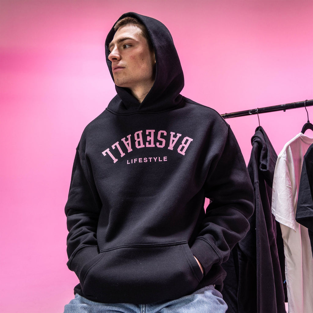 Upside Down Baseball Hoodie - Black/Pink T-Shirts, Sweatshirt | CoreVibeTees.com (Image 3)