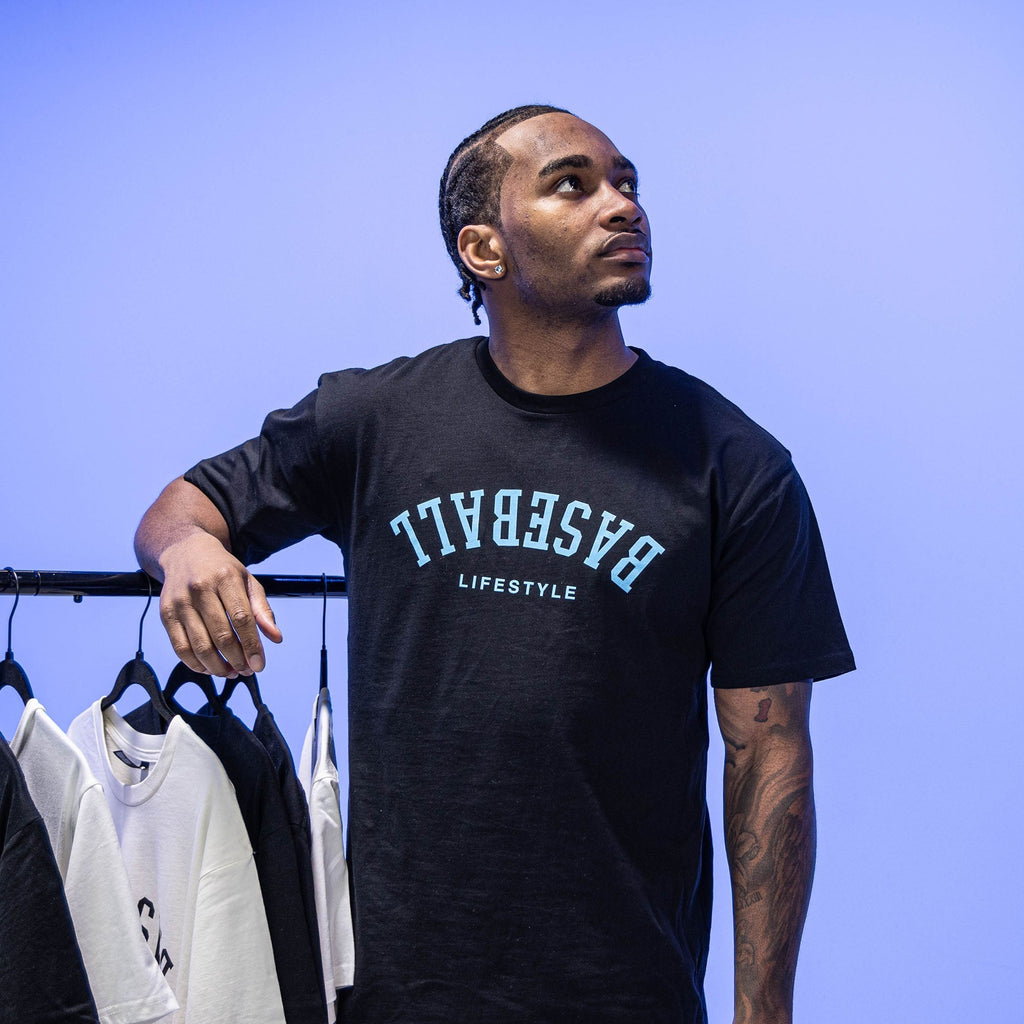 Upside Down Baseball Tee - Black/Light Blue Hoodie, Sweatshirt | CoreVibeTees.com (Image 5)