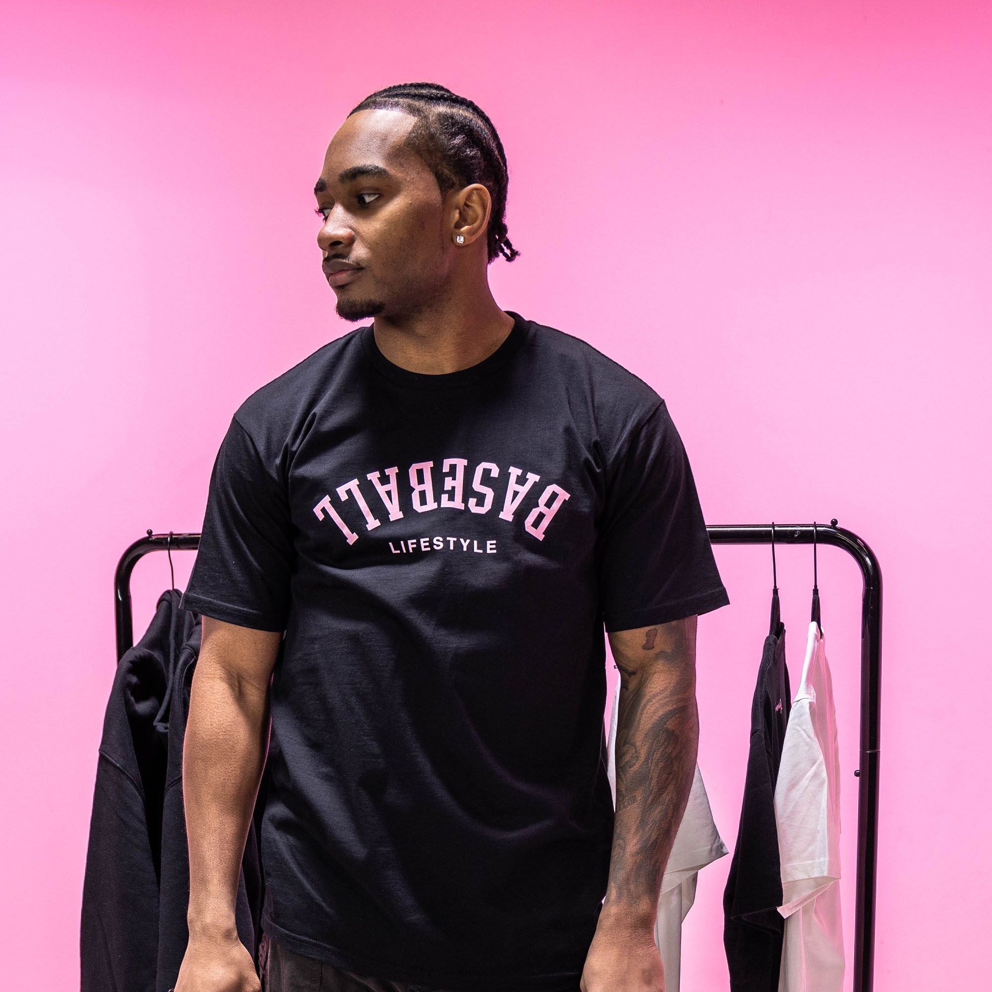 Upside Down Baseball Tee - Black/Pink Hoodie, Sweatshirt | CoreVibeTees.com (Image 5)