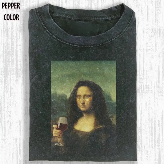 VINTAGE Mona Lisa After The Party Shirt, Funny Graphic Tees, Vintage Men's Top - Cotton, Polyester