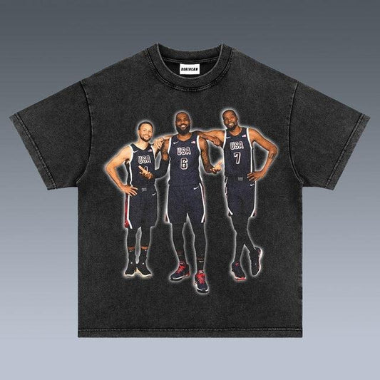 VINTAGE TEE | LEBRON JAMES & STEPHEN CURRY & KEVIN DURANT - USA BIG 3