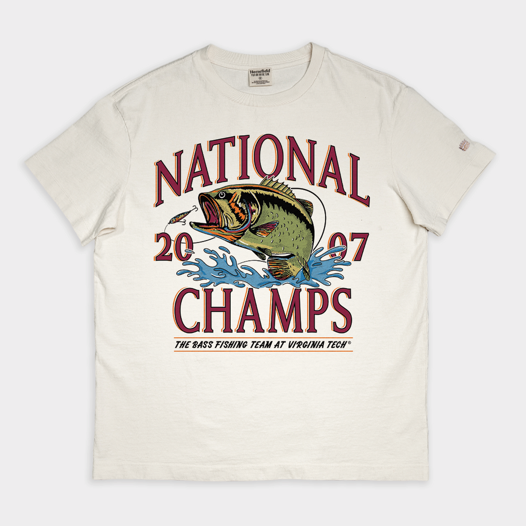 Virginia Tech 2007 Bass Fishing Vintage Heavyweight Tee Style001 Hoodie, Sweatshirt | CoreVibeTees.com (Image 1)