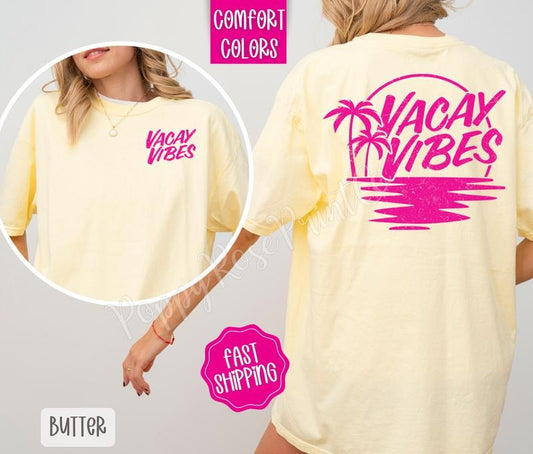 Vacay Vibes Shirt Comfort Colors, Cute Vacation Women's Tee, Trendy Summer Tshirt, Gift for Her