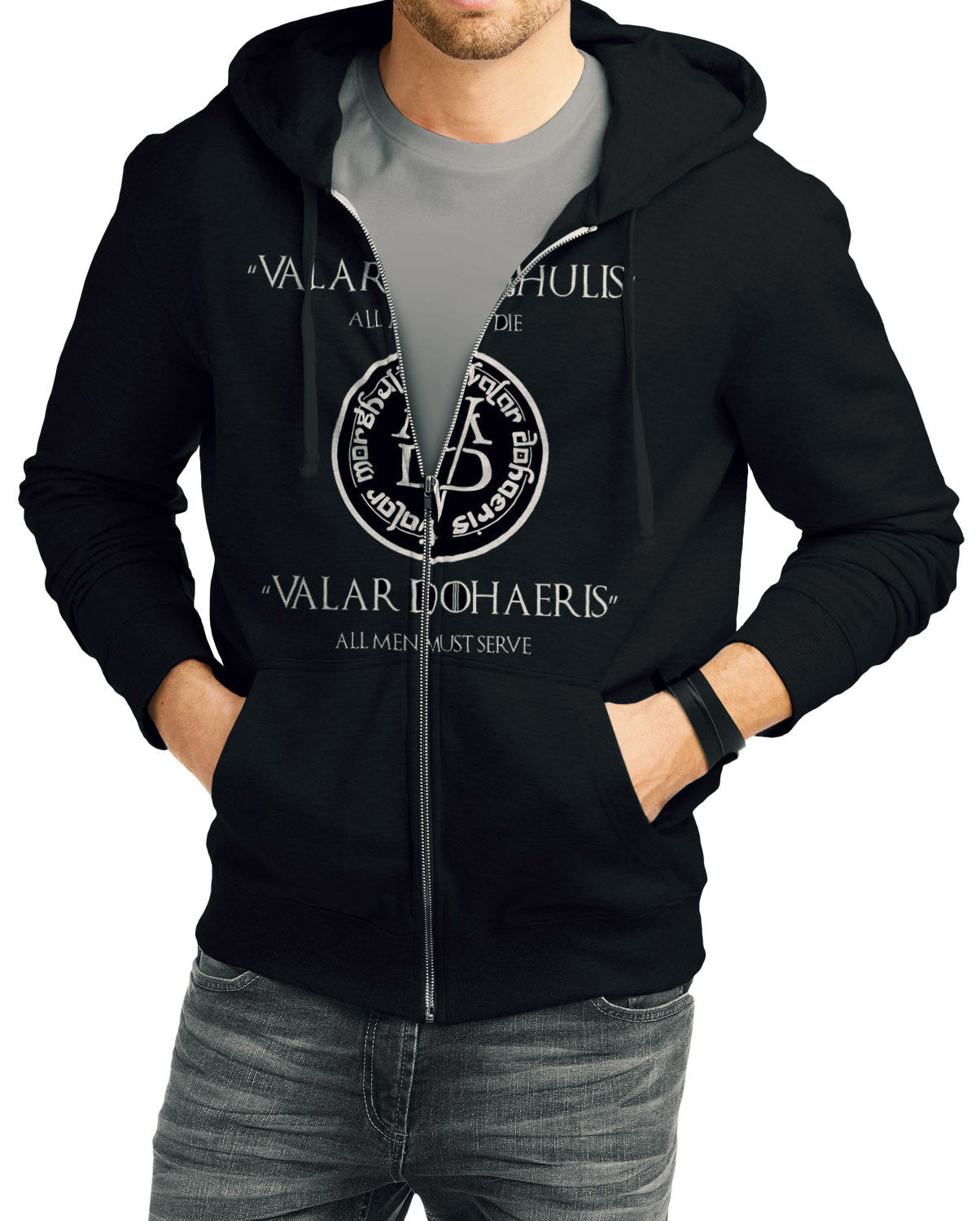 Valar Morghulis All Men Must Die Black Zipper Hoodie T-Shirts, Sweatshirt | CoreVibeTees.com