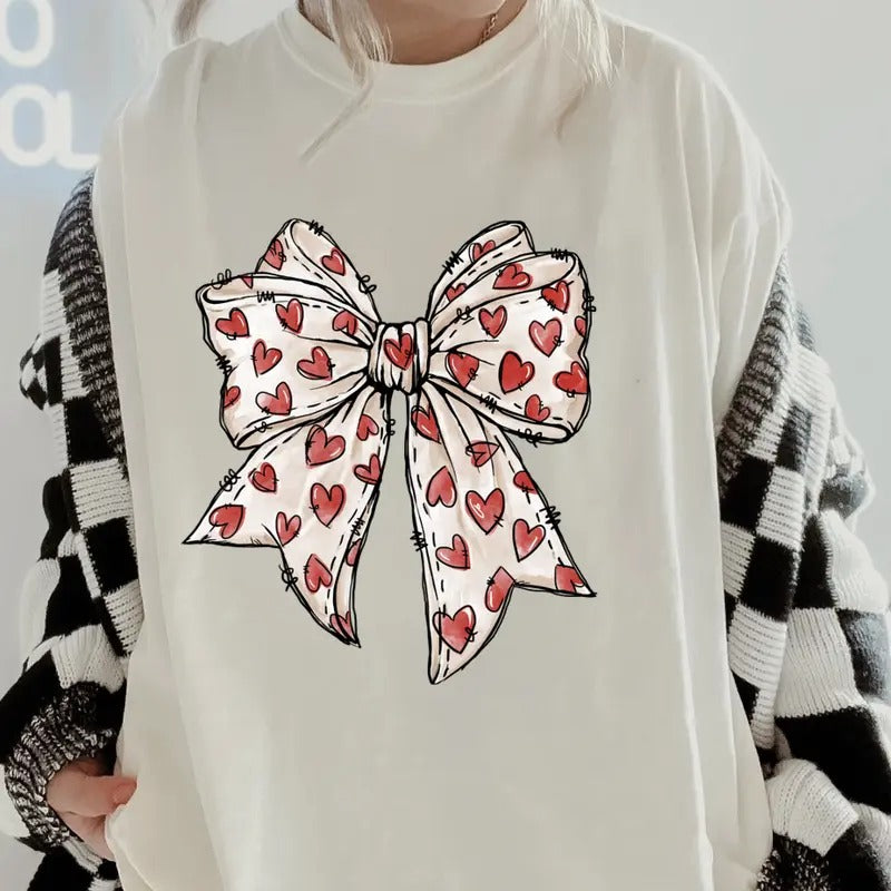 Valentine Bow #2 Shirt~  coffee shirt Unisex Apparel Relaxed Fit Printed In The USA Clothing Womenswear Casual Comfort Cotton Top Athletic Boho Chic