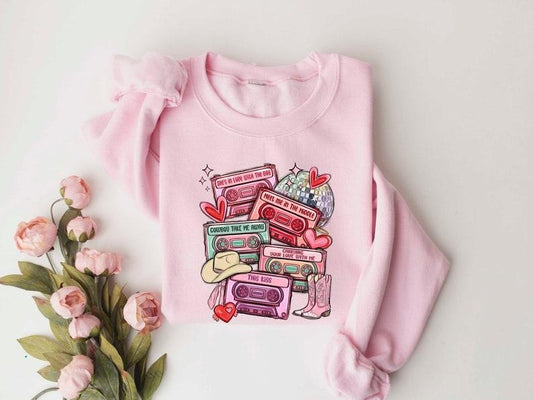 Valentine Cassette Shirt,Western 90s Country Music,Cassettes Valentines Cowgirl,Valentines Day,Country Music Couple Shirt Gift, Women valentines tee, Trending Casette Shirt