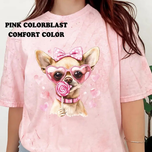 Valentine Chihuahua Dog Shirt ~ Unisex Apparel Relaxed Fit Printed In The USA Clothing Womenswear Casual Comfort Cotton Top Athletic Boho Chicbrown chihuahua