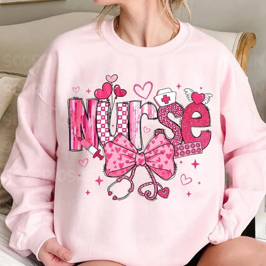 Valentine Nurse Bow, Valentines Day Shirt, Valentine Coquette Bow Sweatshirt, Cupids Favorite Nurse Shirt, Nurse Valentines Shirt, Gift For Nurse
