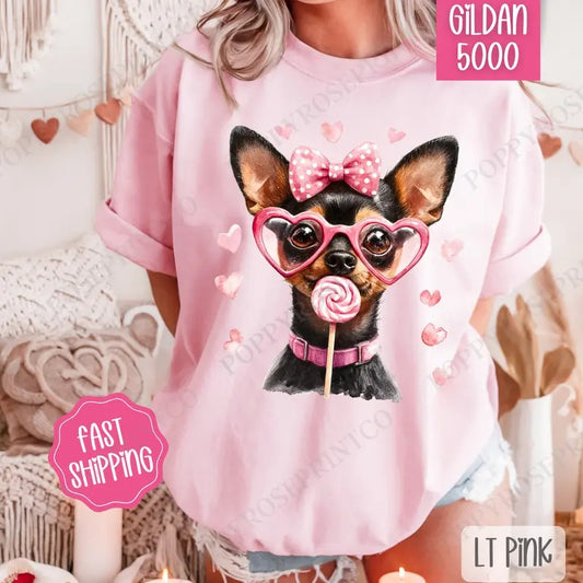 Valentine Pinscher Shirt Gildan, Valentine's Day Women's Tee, Cute Women's Tshirt Plus Sizes