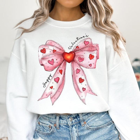 Valentines Day Coquette Bow Sweatshirt, Valentine Coquette Sweatshirt, Happy Valentines Sweatshirt, Retro Valentine Sweatshirt, Valentines Heart Sweatshirt, Girls Valentine