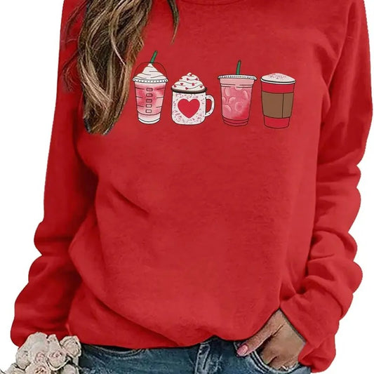 Valentines Day Love Heart Sweatshirts: Womens Valentine Sweatshirts Casual Lovely Graphic Long Sleeve Pullover Tops