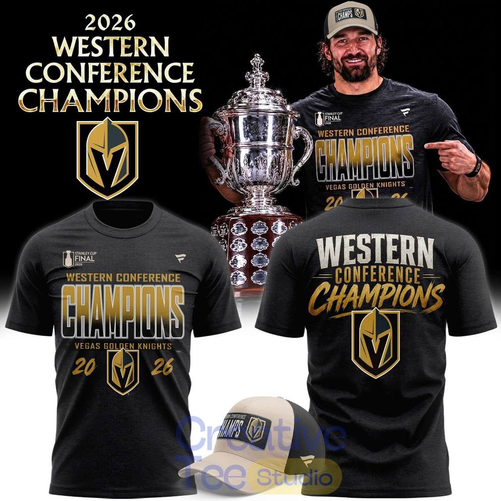 Vegas Golden Knights Heather Charcoal 2026 NHL Western Conference Champ 2-Sided T-Shirt