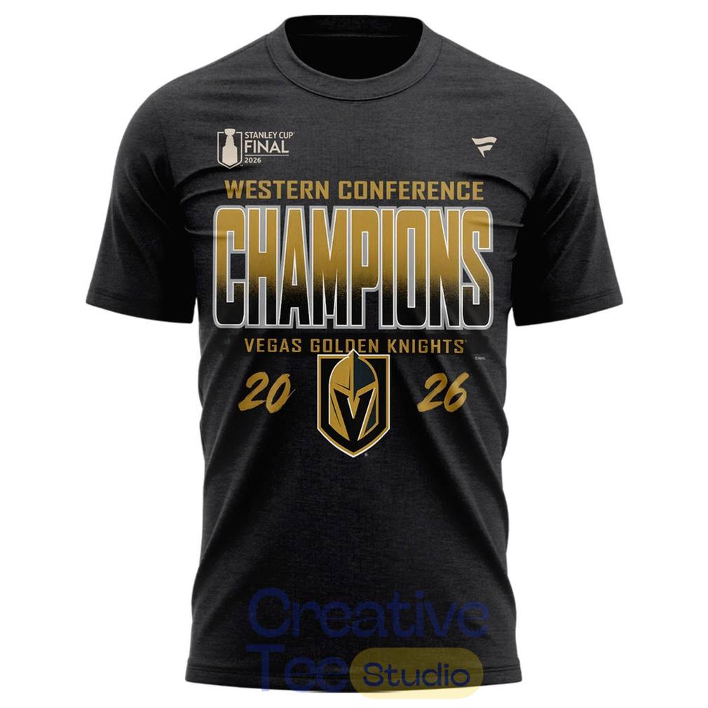 Vegas Golden Knights Heather Charcoal 2026 NHL Western Conference Champ 2-Sided T-Shirt