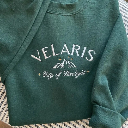 Velaris Embroidered Sweatshirt, ACOTAR crewneck, Velaris City of Starlight sweatshirt, Embroidered Velaris Sweatshirt, bookish sweatshirt
