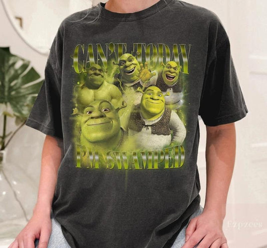 Victoria Maxwell, Can't Today I'm Swamped Unisex T-shirt - Humorous Shrek Inspired Tee Ironic & Sassy Multiple Colors Fun Gift Idea, Shrek shirt, gift for him
