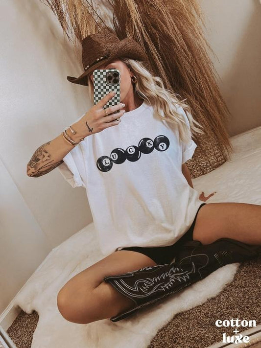 Victoria Maxwell, Vintage&Comfortable Shirt, Lucky 8 Balls Tee, Retro Comfort Colors Graphic Tee, Trendy Aesthetic Vintage Inspired Shirt, Lucky Girl, Better Luck Next Time