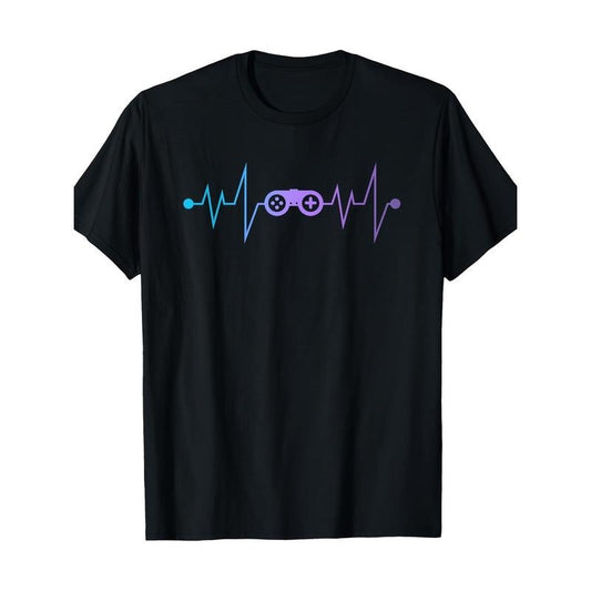 Video game player Player gift Heartbeat controller game100% cotton T-shirt Made in USA