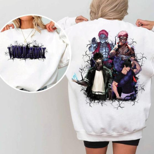 Villain Team Sweatshirt - 2-Sided Design, Cute Cartoon Shirt, Anime-Themed. Sweatshirt, Hoodie, Comfort Colors