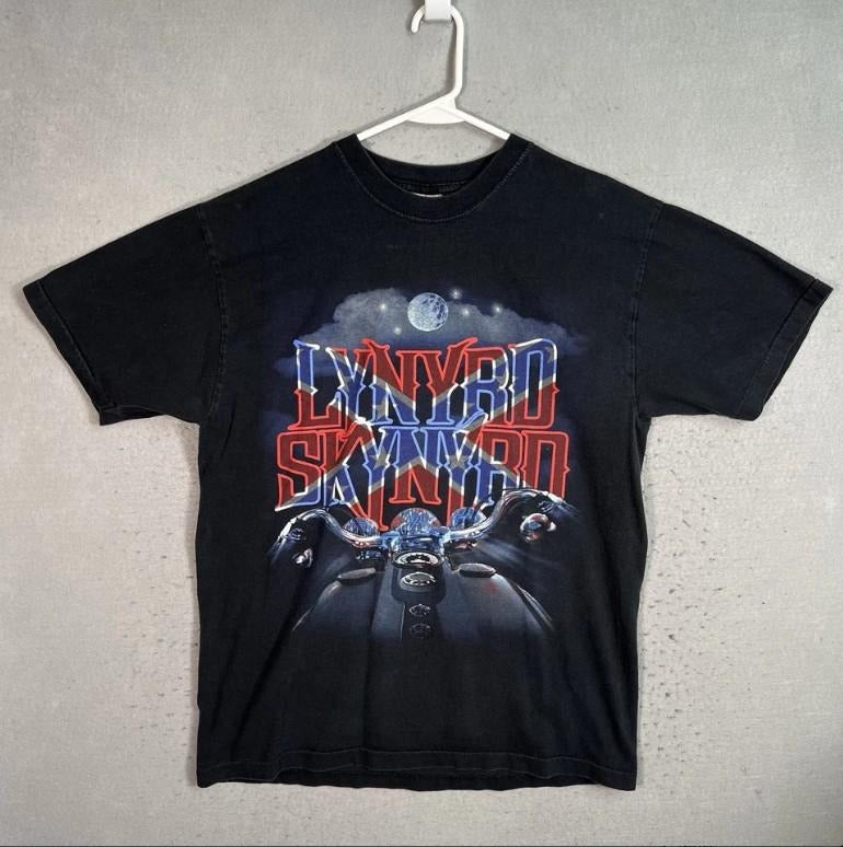 Vintage 90s Lynyrd Skynyrd Biker Band Tour T Shirt