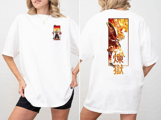Vintage Demon Slayer Kyojuro Rengoku T-Shirt 90s Slayer Style Anime T-shirt Sweatshirt Graphic Anime Tee Anime Lovers Shirt Japanese Anime Tees Special T-shirt Anime Manga Shirt Anime Shirt Hoodie Womenswear Cotton Top Gym Beach Domestic Polyester Soft Sw